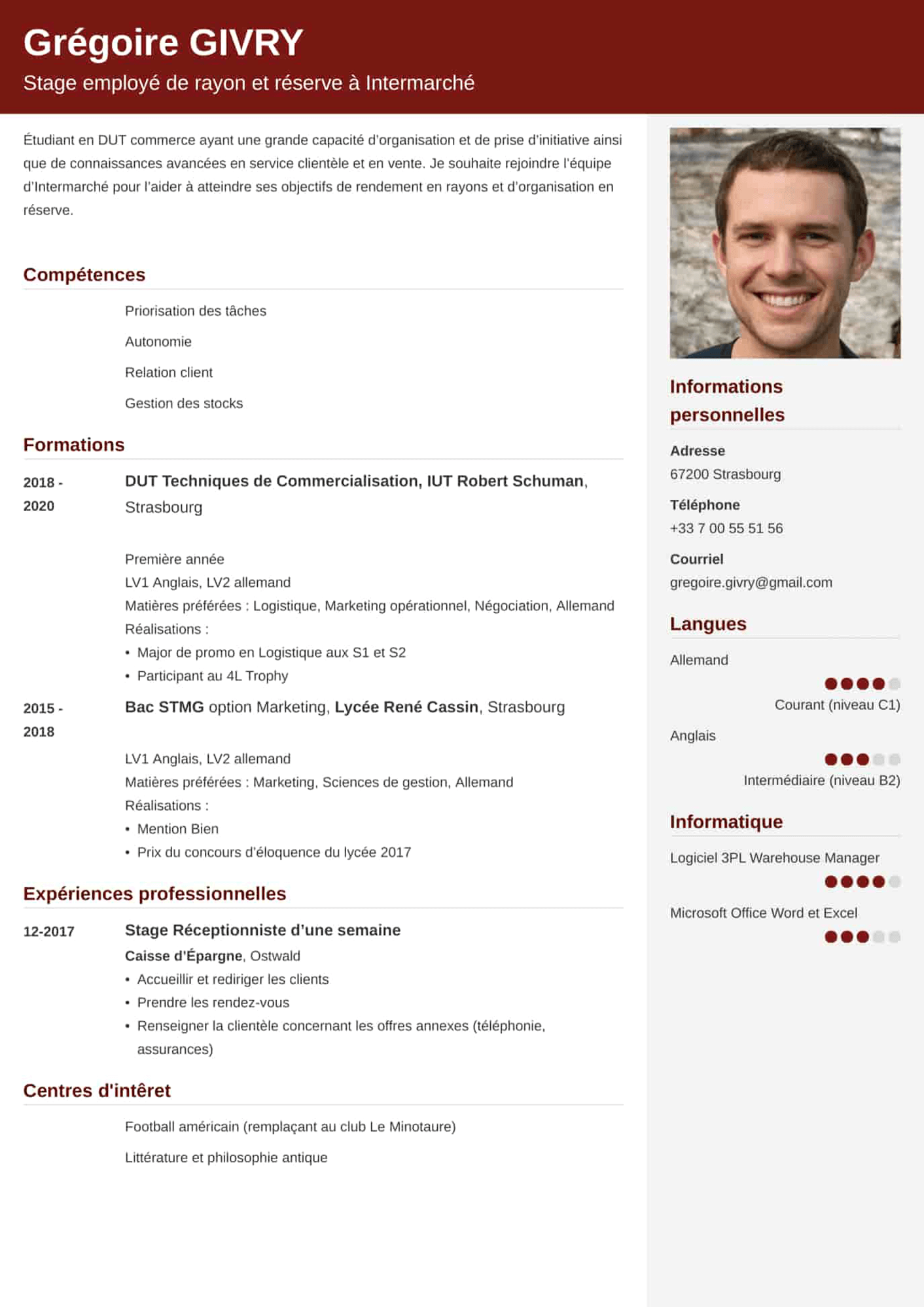 CV étudiant