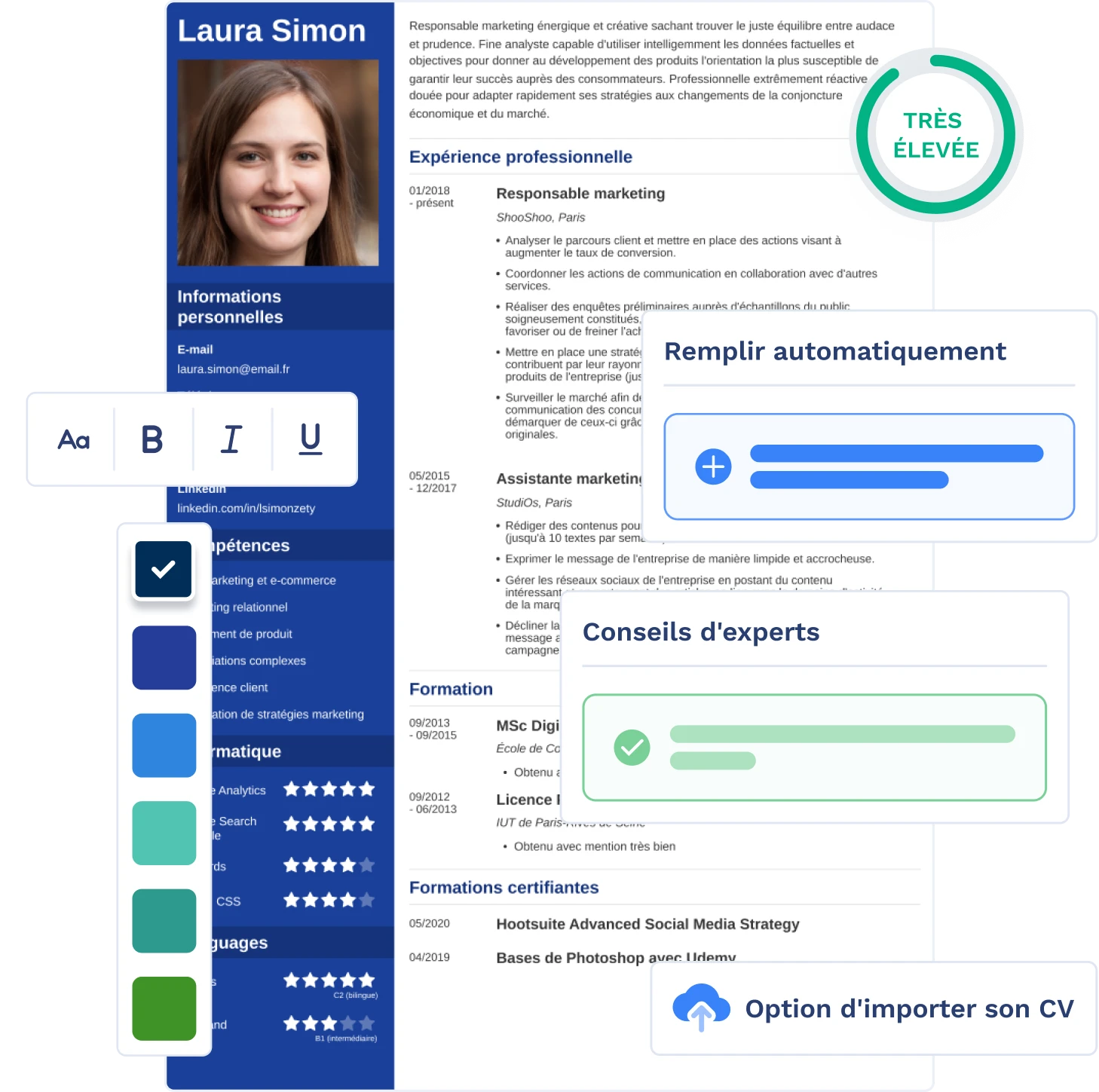 Avantages du CV maker de Zety