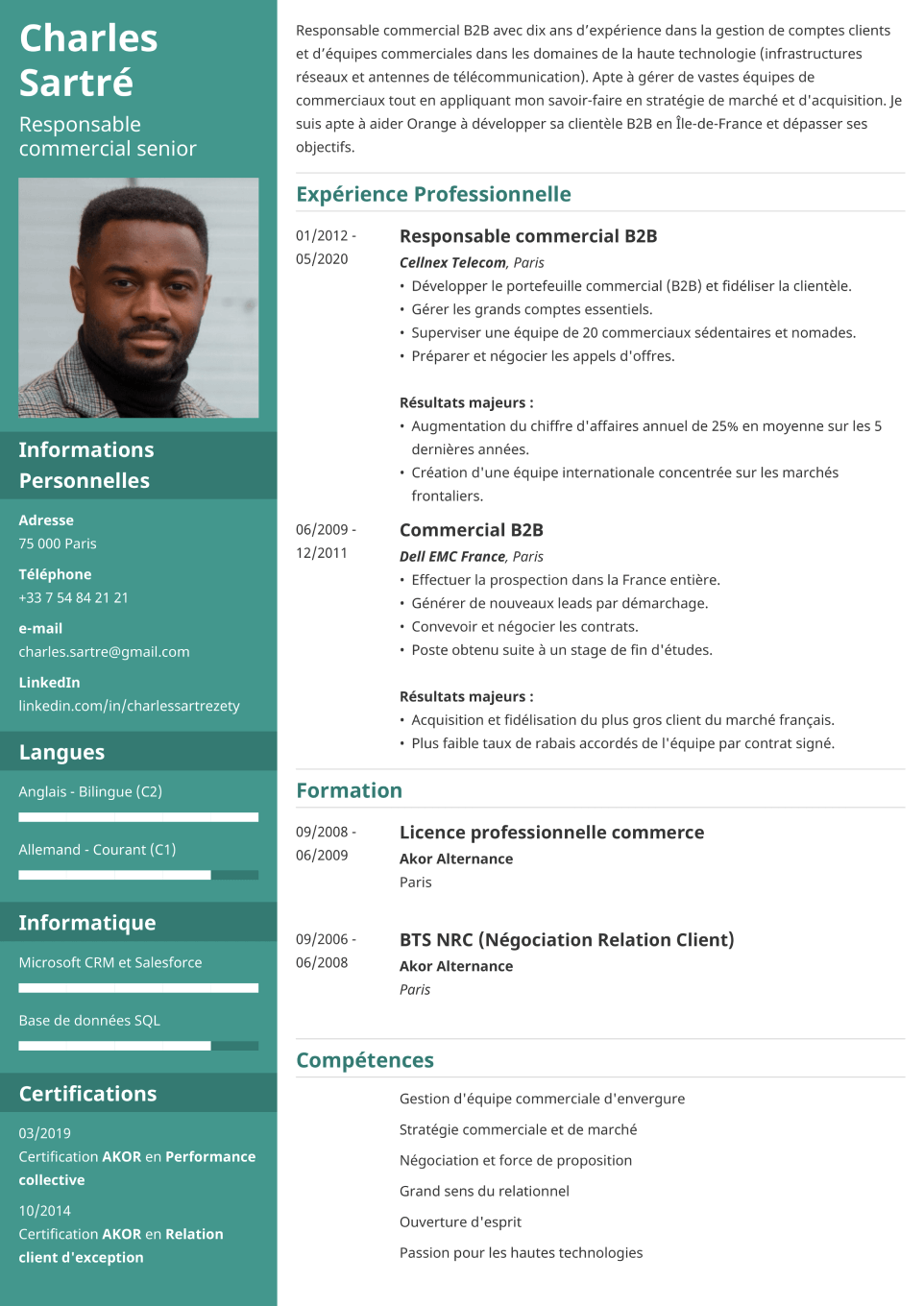 Modèle de CV professionnel