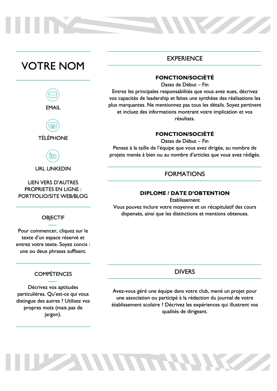 Modèle de CV gratuit